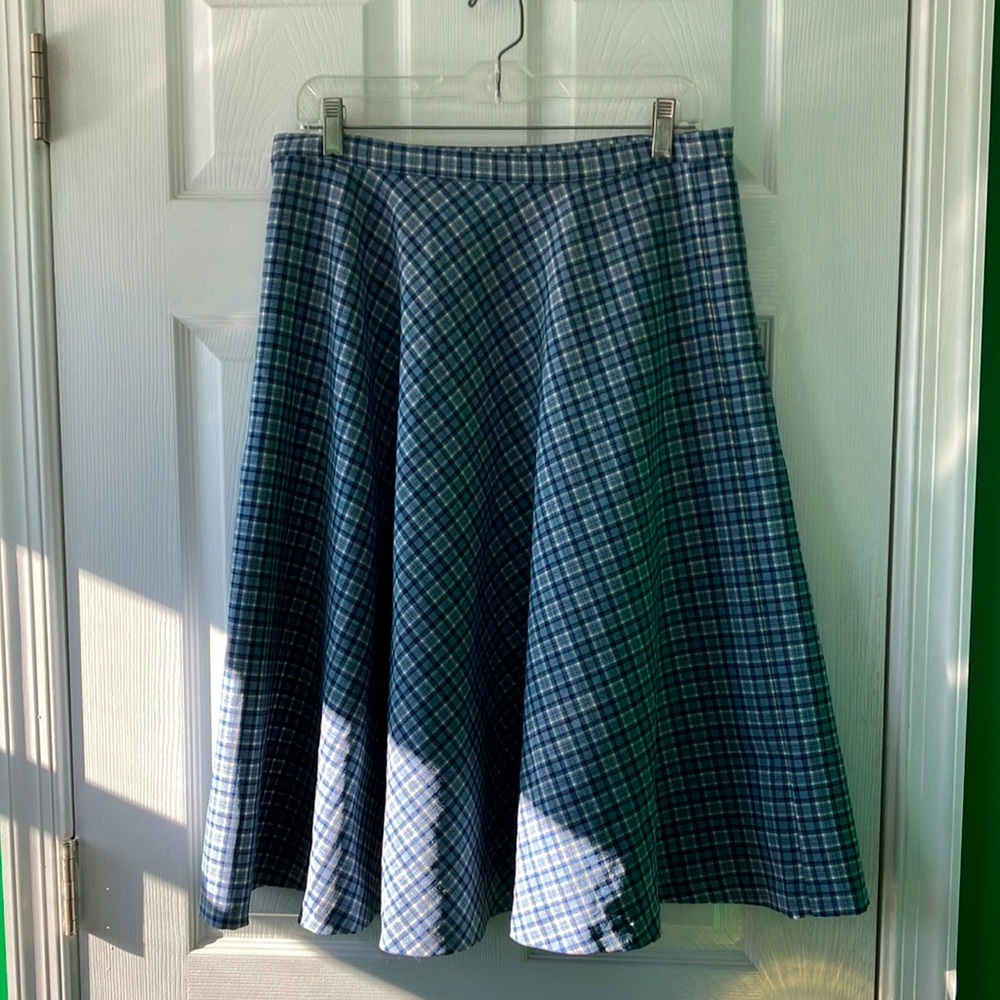 Vintage 50s circle skirt blue plaid size medium